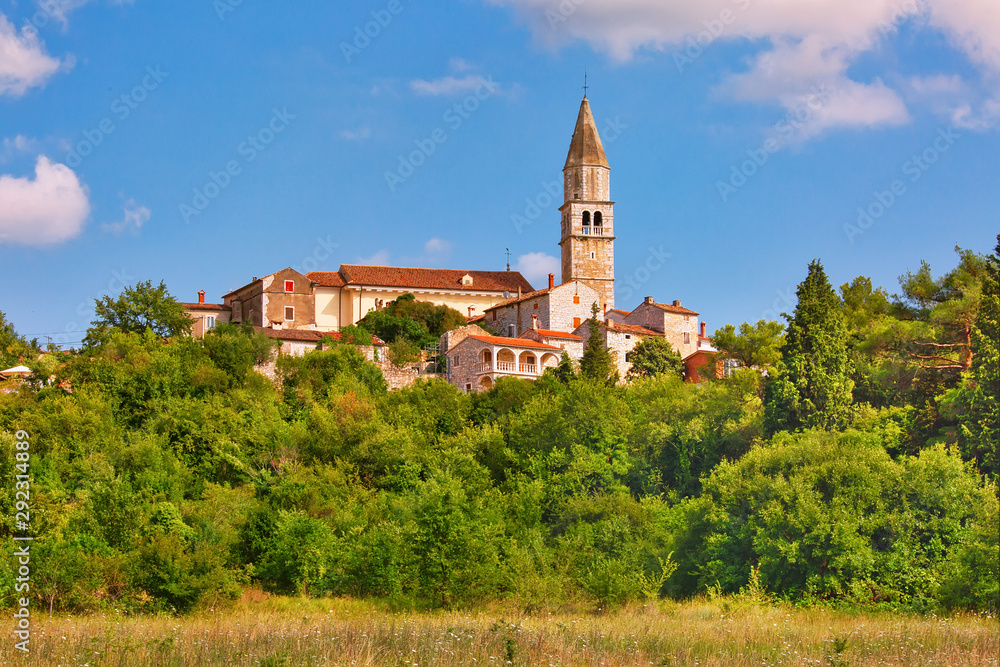 View to the town of Viznijan, Istria, Croatia