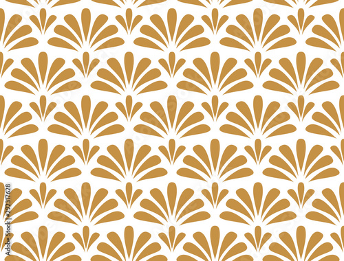 Flower geometric pattern. Seamless vector background. White and gold ornament