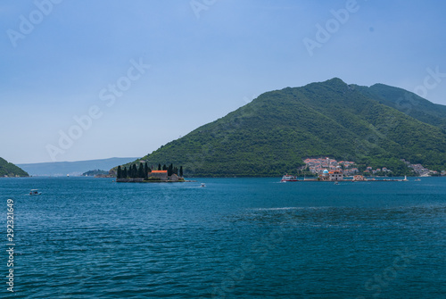 The two islands off Perast, Lady of the Rocks and St George Monastery, Bay of Kotor, Montenegro