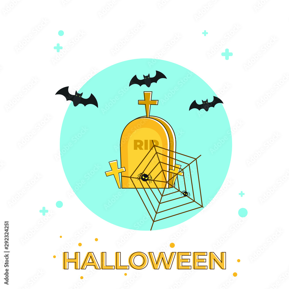 Grave vector image for the Halloween concept