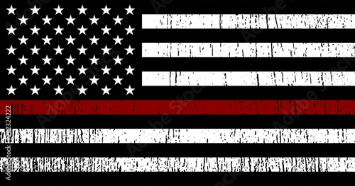  American Flag with red line - honoring Firefighters. Vector EPS 10