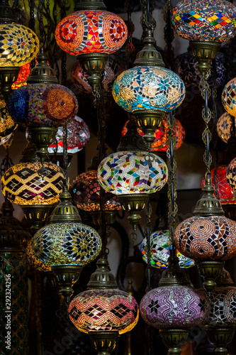 Traditional Turkish lanterns made of colored glass © lester120