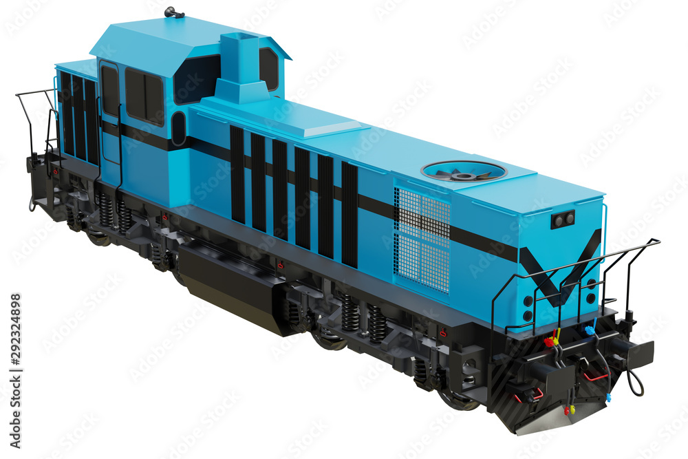 Obraz premium Freight train locomotive. Isolated white background. 3d rendering.