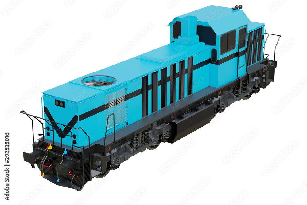 Powerful freight train on isolated white background. 3d rendering. Powerful freight train on isolated white background. 3d rendering.
