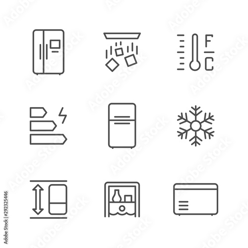 Set line icons of fridge