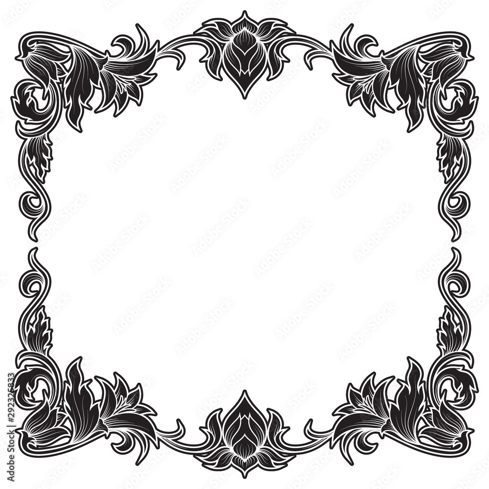 Vintage Flower Border Line