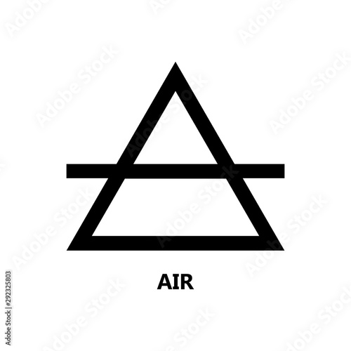 Symbol of nature element, icon. Air(wind). Black triangular sign. Vector illustration on white background.
