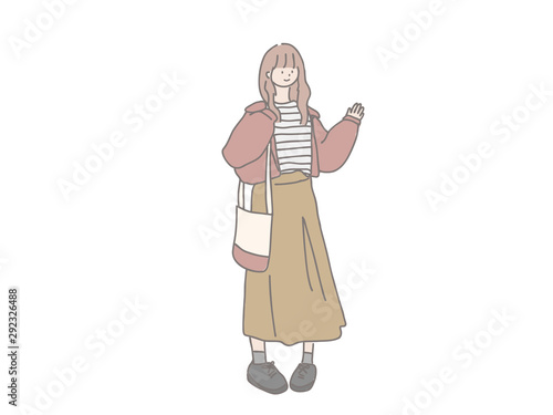 あいさつするオシャレな女の子