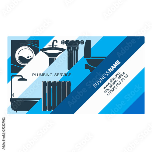 Plumbing repair and service installation business card concept