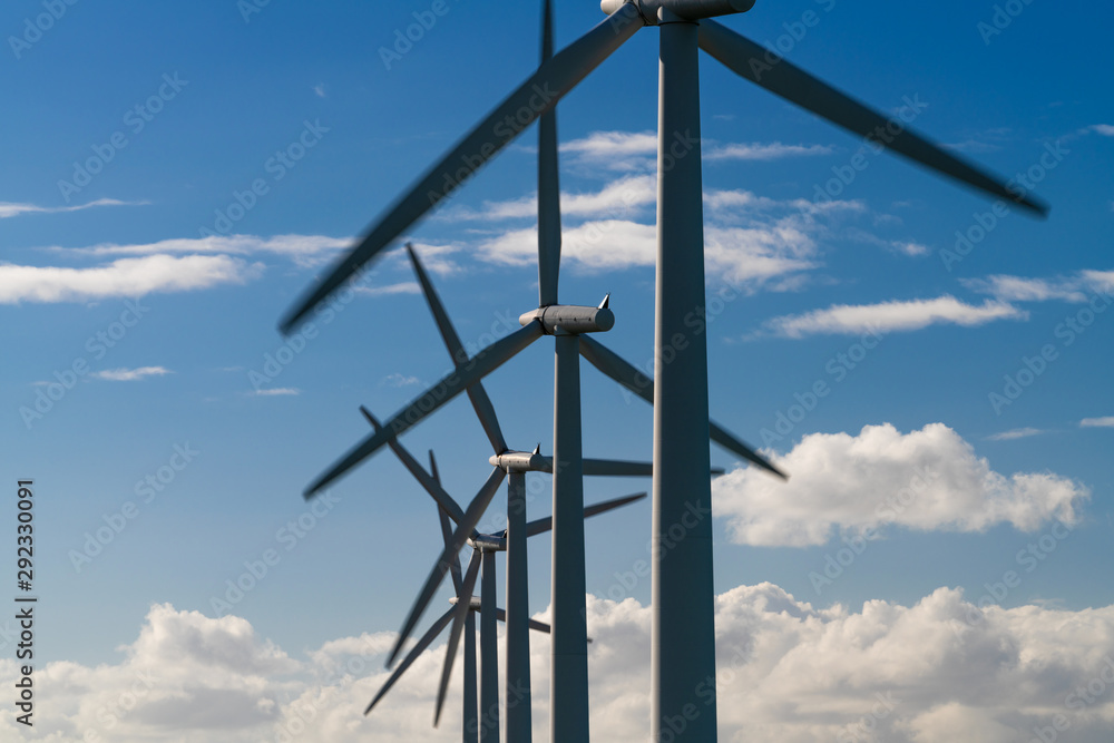Fototapeta premium Wind turbine energy generaters on wind farm