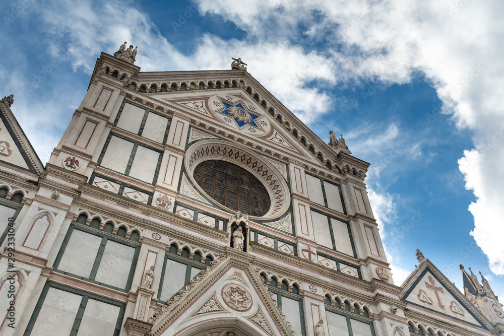Santa Croce cathedral's facade in Florence, Italy