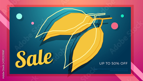 Autumn seasonal sale banner colorful design. Fall vector illustration template