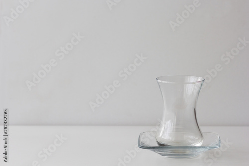 Empty Armudu tea glass on the white background