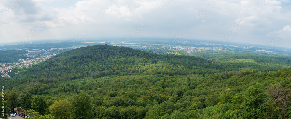 Green view of Back Forest from Hohenbaden Castle in Baden Baden, Germany