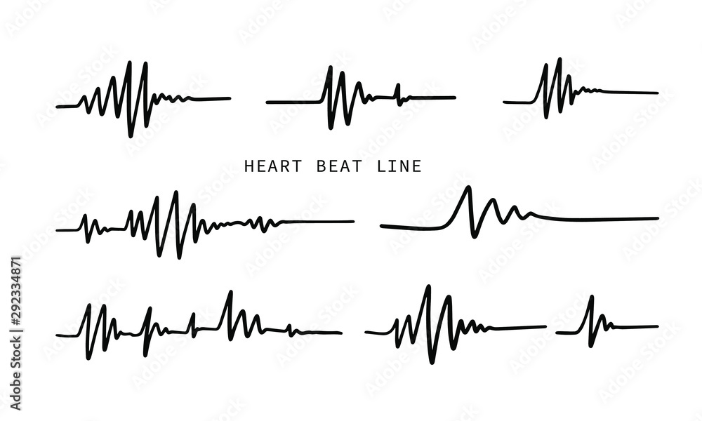 Fototapeta Heart beat line. Simple collection of cardiogram related line icons. Thin line vector set of signs for infographic, logo, app development and website design. Vector illustration.