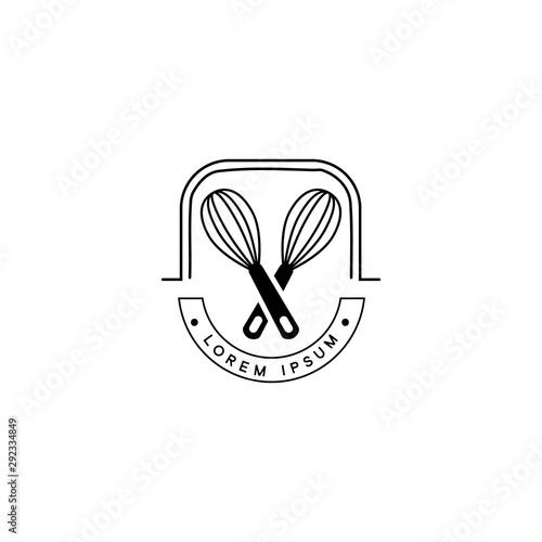 Vintage Whisk logo design template vector eps