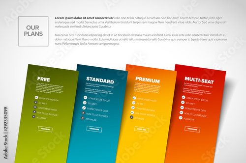 Product service subscription plans template
