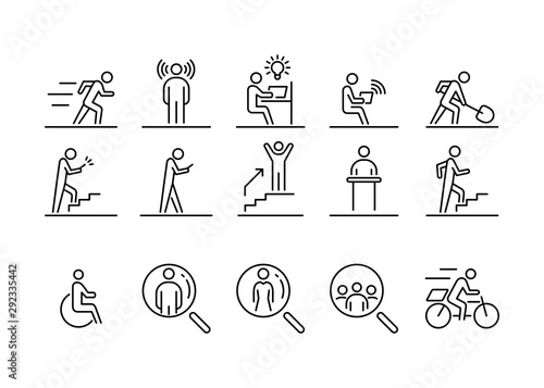 Business people icon set simple line flat illustration