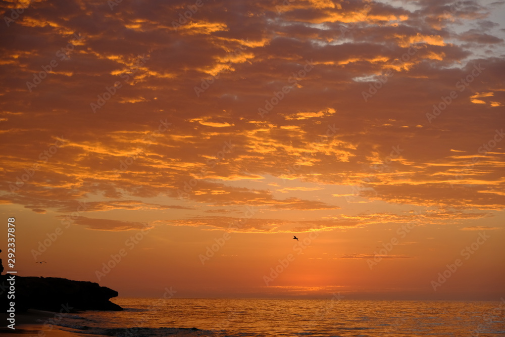 Australia Cape Range National Park Osprey Bay view campground Sunset coastline with colorful sky