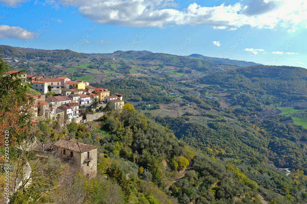 View of a rural village in the mountains of the province of Benevento