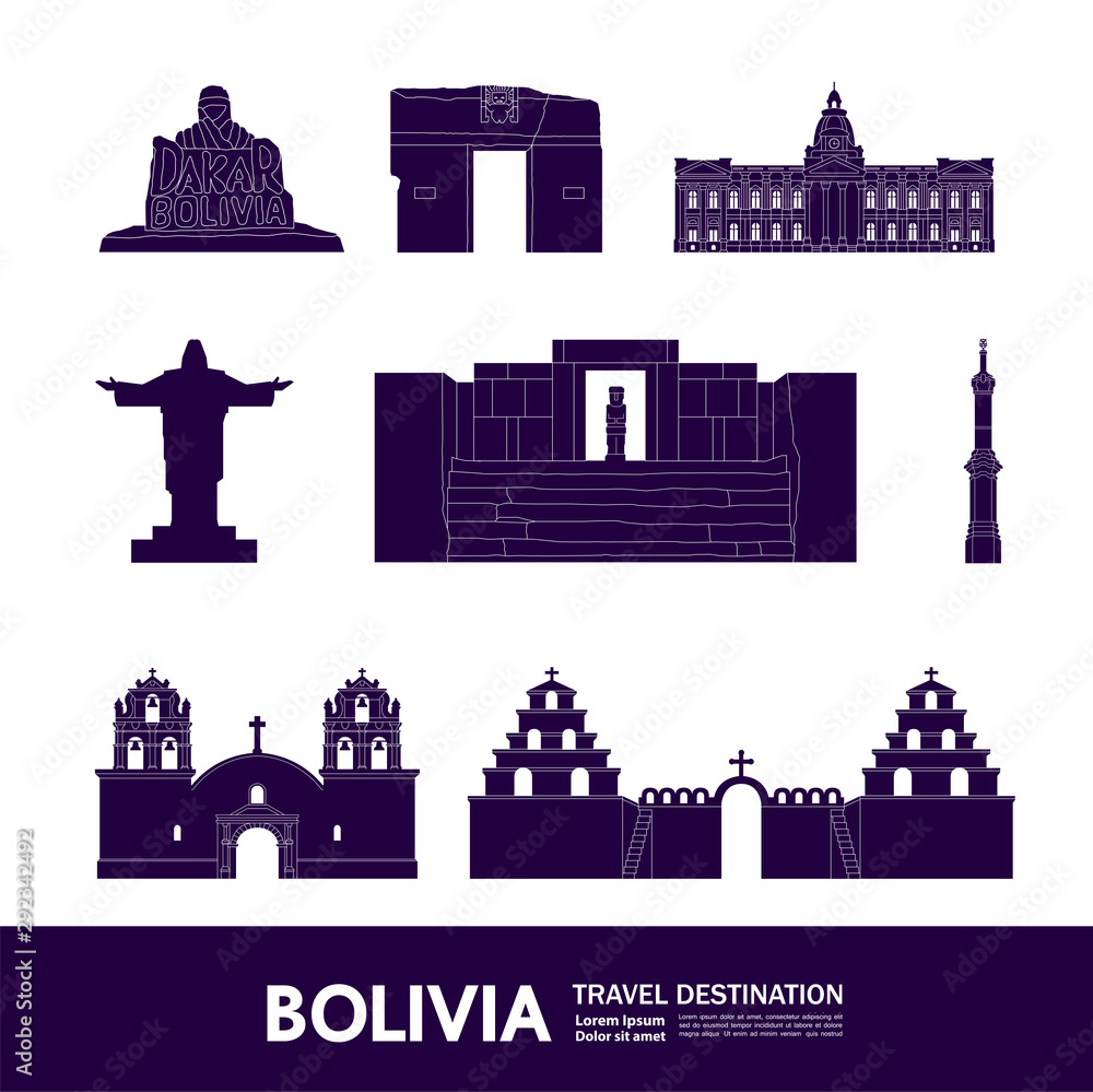 Bolivia travel destination grand vector illustration.