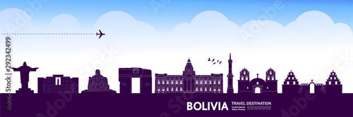 Bolivia travel destination grand vector illustration.