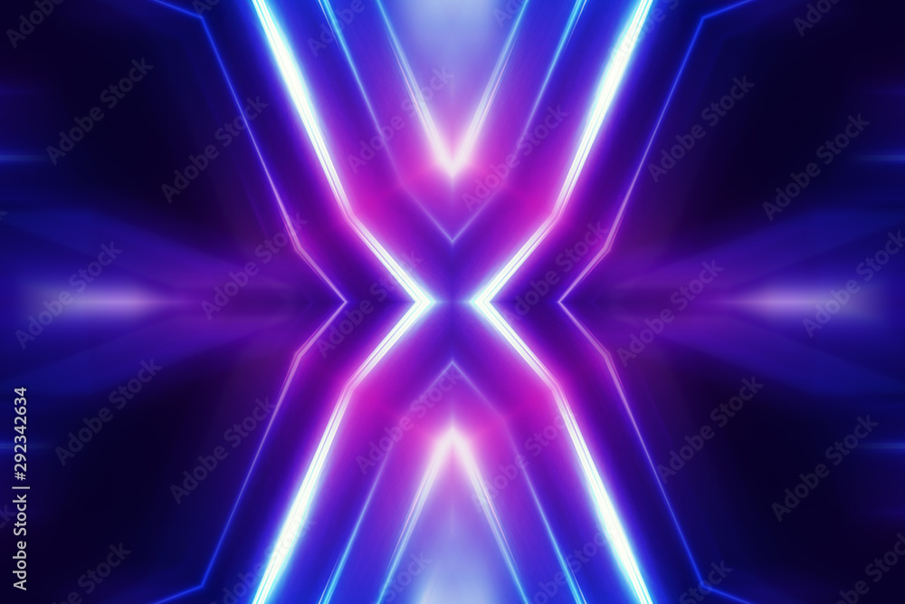 Dark abstract futuristic background. Neon lines glow. Neon lines, shapes. Pink-blue glow. Empty Stage Background Dark abstract futuristic background. Neon lines glow. Neon lines, shapes. Pink-blue glow. Empty Stage Background