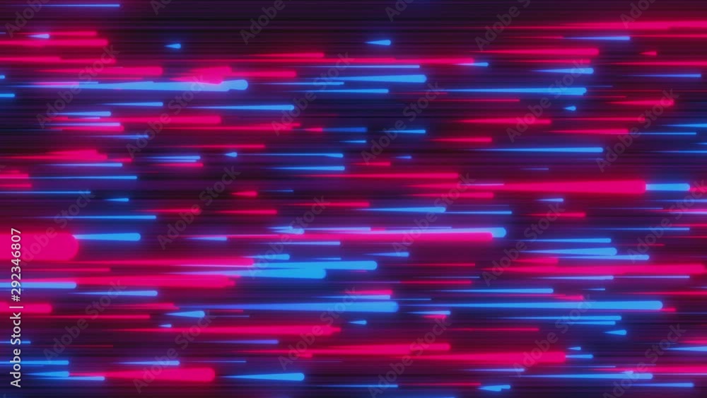 Looped animation. Abstract background with bright beams in red and blue ...