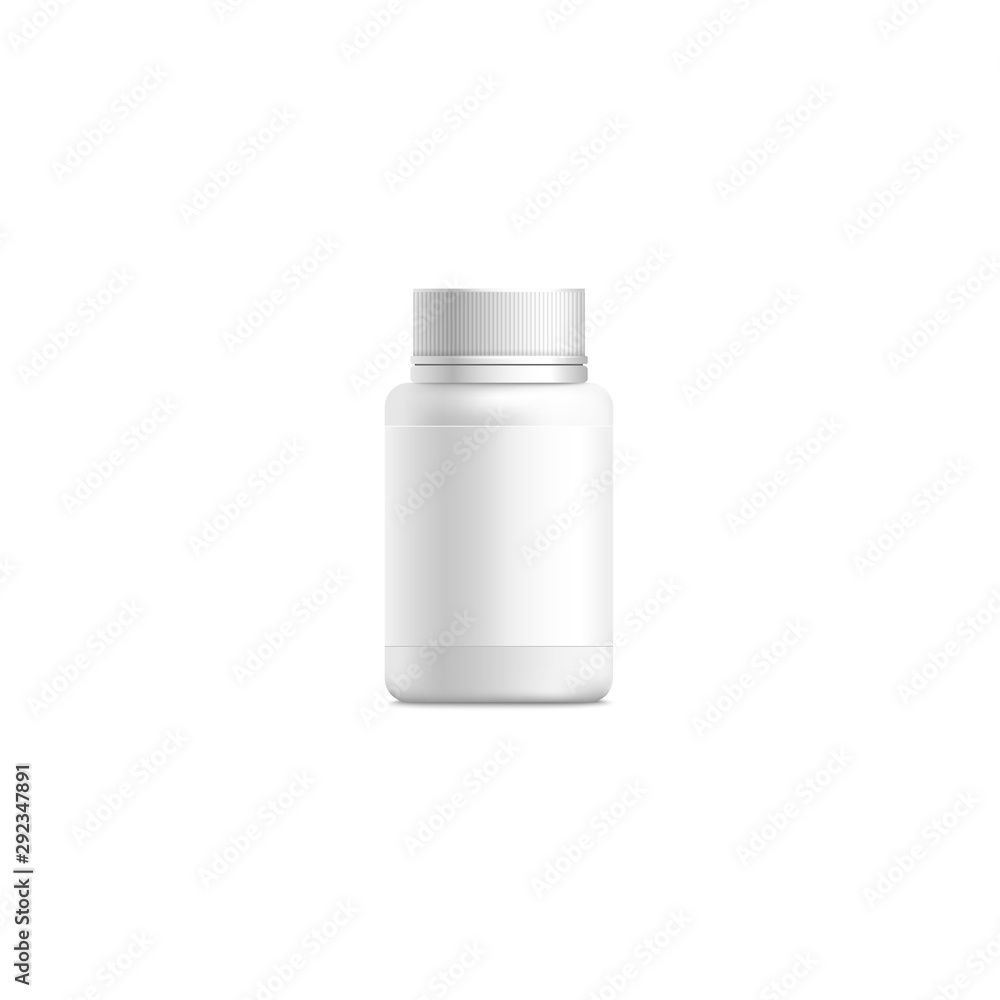 Small white plastic pill bottle container with empty label template i Small white plastic pill bottle container with empty label template i