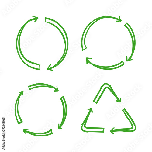 doodle Recycle arrow symbol Means using recycled resources handdrawn style