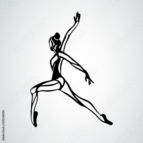 Ballet girl. Art gymnastics dancing woman. Vector logo