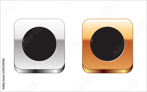 Black Casino roulette wheel icon isolated on white background. Silver-gold square button. Vector Illustration