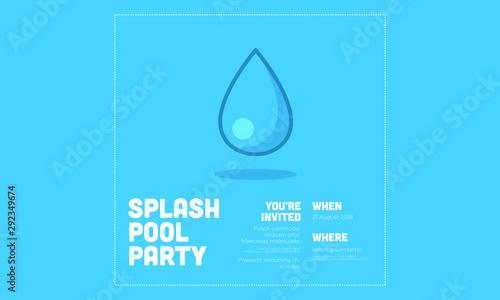 Pool Party Invitation Design with Water Drop Where and When Details