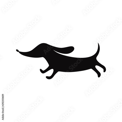 Icon with black silhouette of a dog  the breed Dachshund  animal and pet.