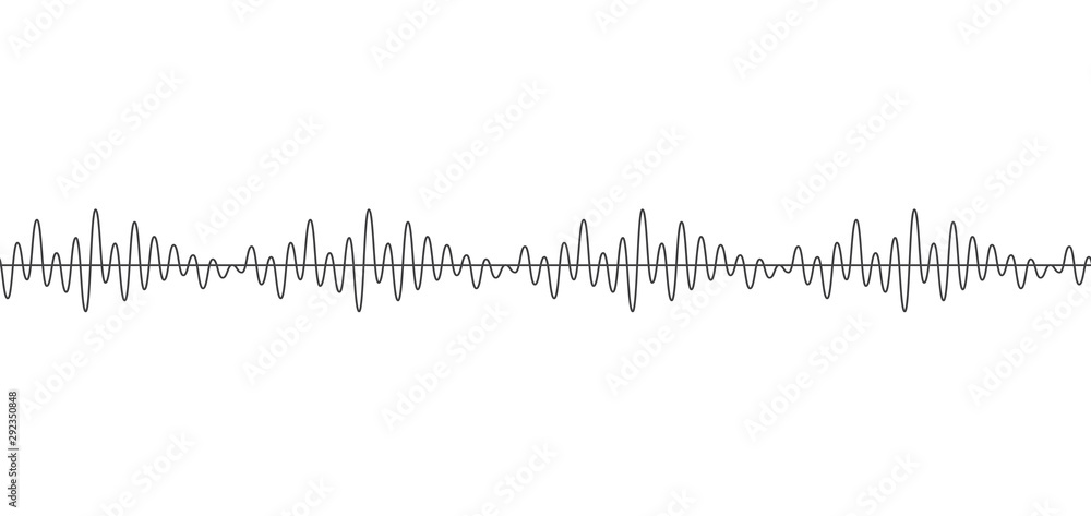 Black seamless border and sound and music amplitude pattern.