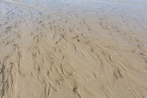 Water flowing on the sand of a beach