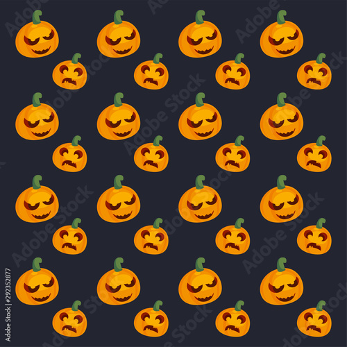 pattern of halloween pumpkin with scary face