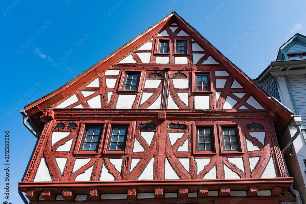 Red half timbered house in  Limburg an der Lahn, Germany