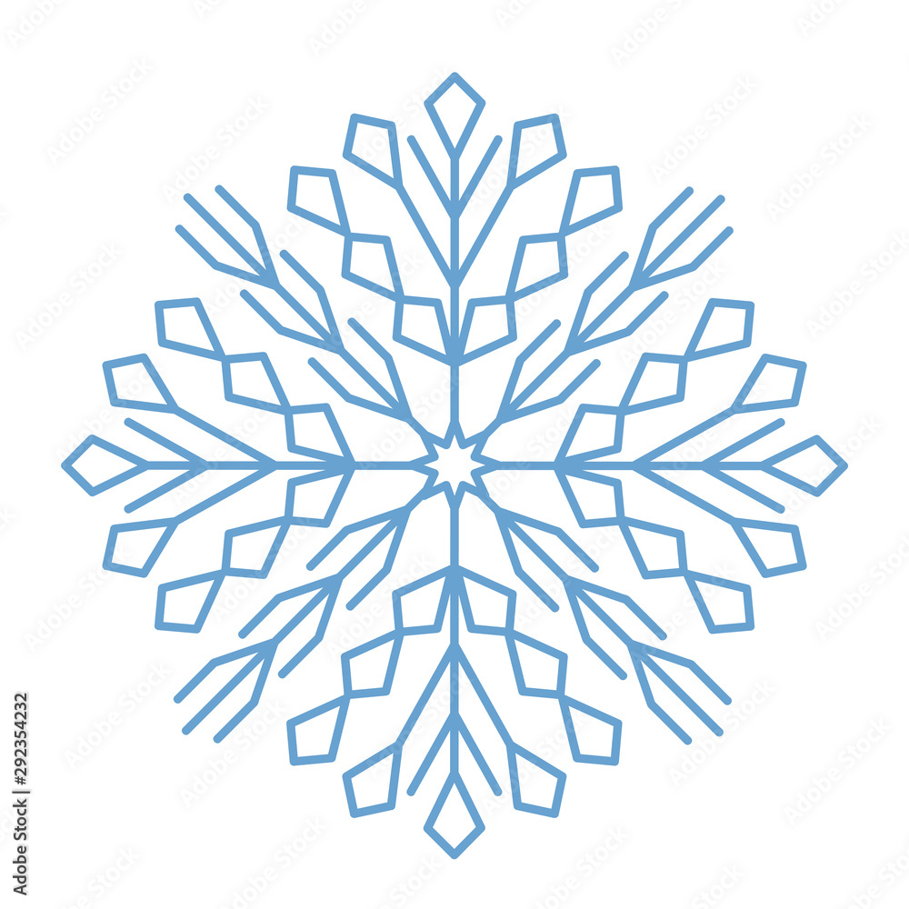 Flat snowflakes. Winter snowflake crystals, christmas snow shapes and frosted cool blue icon, cold xmas season frost snowfall decoration. Vector isolated symbol Flat snowflakes. Winter snowflake crystals, christmas snow shapes and frosted cool blue icon, cold xmas season frost snowfall decoration. Vector isolated symbol