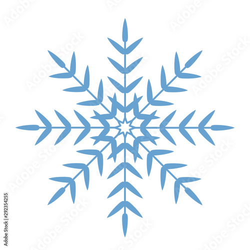 Flat snowflakes. Winter snowflake crystals  christmas snow shapes and frosted cool blue icon  cold xmas season frost snowfall decoration. Vector isolated symbol