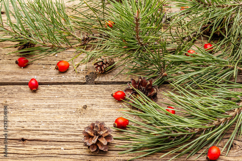 New Year and Christmas old wooden boards background