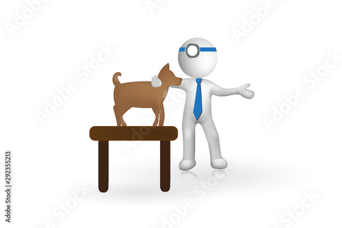 3d Small People with a dog - Veterinary animal care vector image