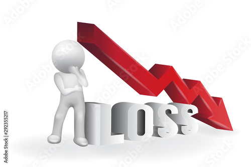 3d Small People - loss graph symbol logo vector design