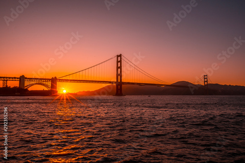 Red sunset at the Golden Gate of San Francisco. United States