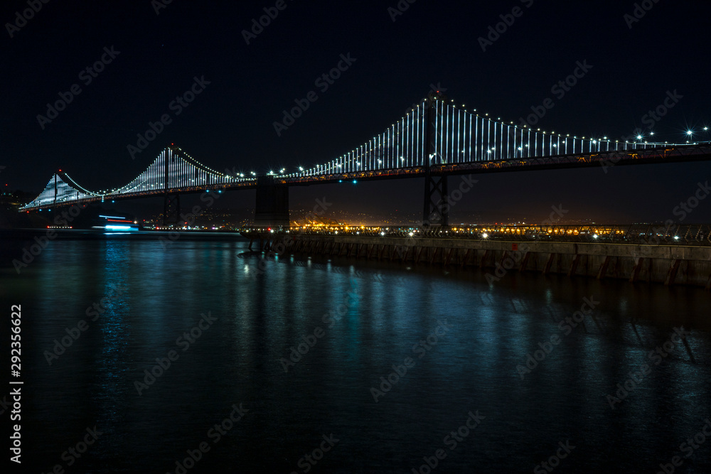 Long exposure at the San Francisco Bay Bridge at night. California
