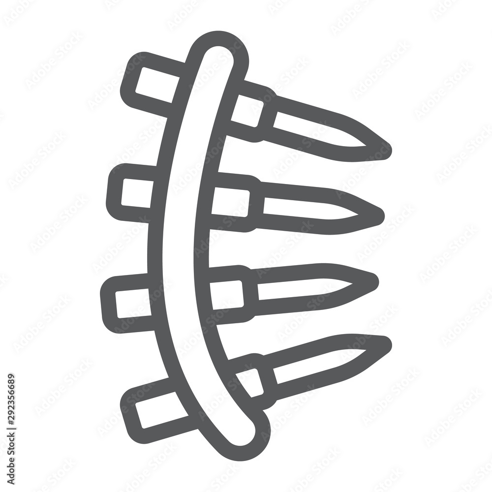 Bullet belt line icon, army and military, machine gun belt sign, vector