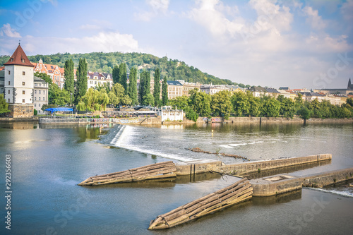 Photography view of the river and bridge in prague