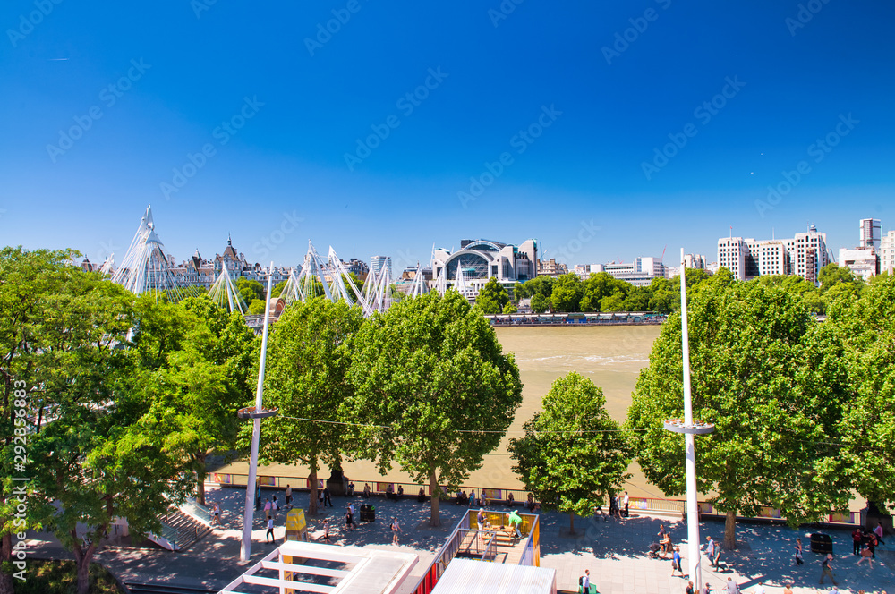 LONDON - JUNE 2015: City aerial view from a viewpoint along River Thames