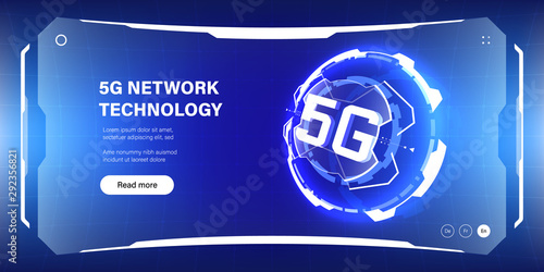 5G mobile network futuristic abstract illustration for website, poster, banner. Internet technology of next generation