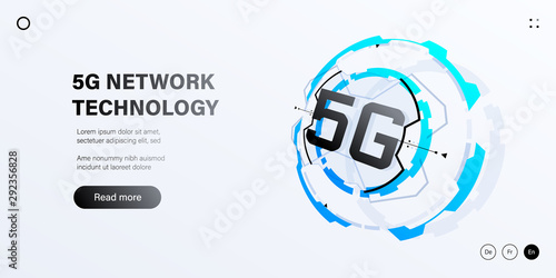 5G mobile network futuristic abstract illustration for website, poster, banner. Internet technology of next generation